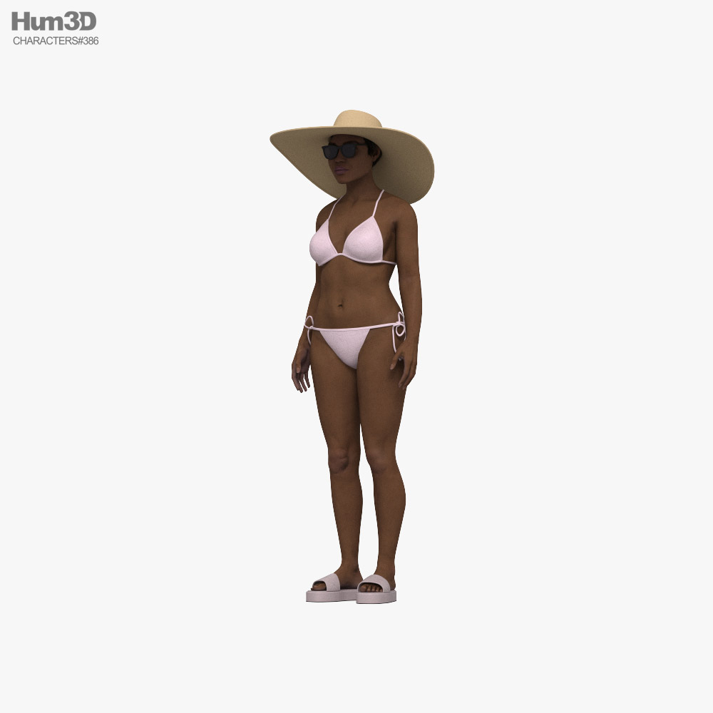 African-American Woman in Bikini 3D-Modell
