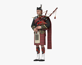 Traditional Scottish Bagpipe Player 3Dモデル