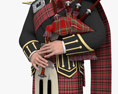 Traditional Scottish Bagpipe Player Modèle 3d