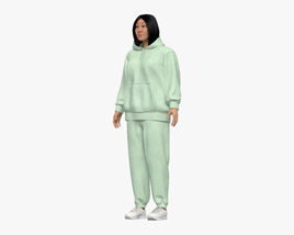 Asian Woman in Tracksuit 3D model