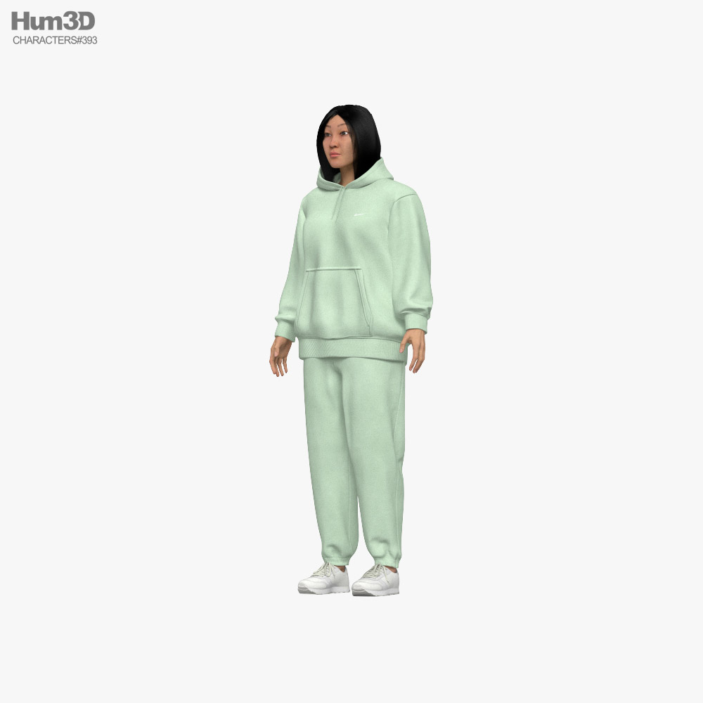 Asian Woman in Tracksuit 3D модель