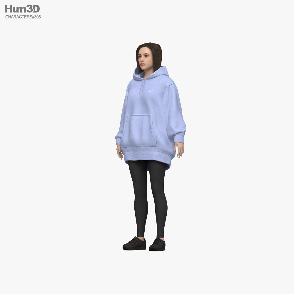 Woman in Oversize Hoodie Modello 3D