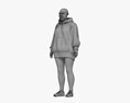 African-American Woman in Oversize Hoodie 3D-Modell