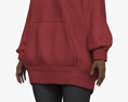 African-American Woman in Oversize Hoodie Modello 3D