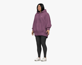 Asian Woman in Oversize Hoodie Modelo 3D
