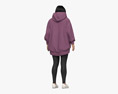 Asian Woman in Oversize Hoodie Modello 3D