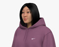 Asian Woman in Oversize Hoodie Modèle 3d