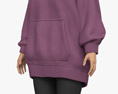 Asian Woman in Oversize Hoodie 3D 모델 