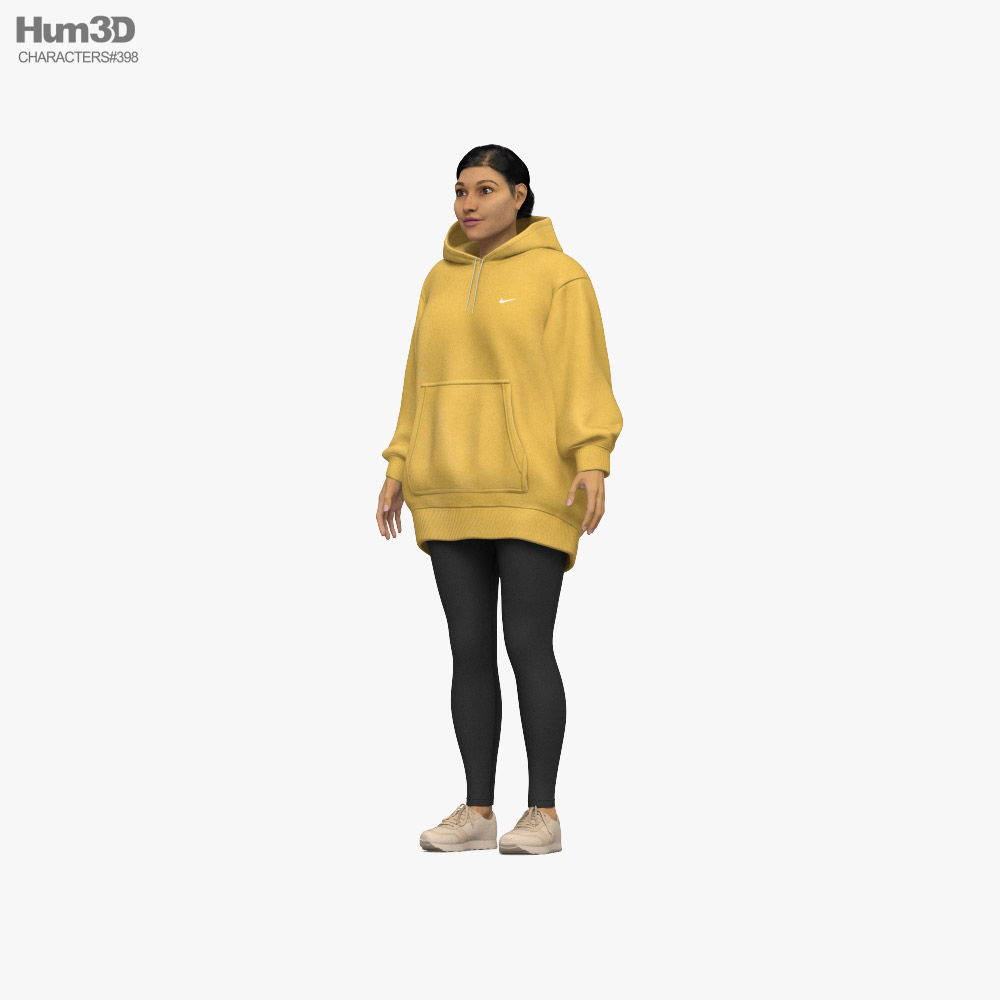 Middle Eastern Woman in Oversize Hoodie Modèle 3d