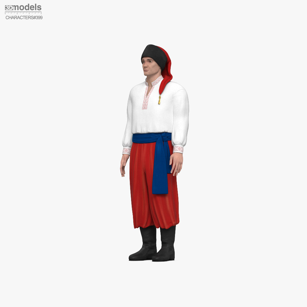 Man in Traditional Ukrainian Clothes Modello 3D