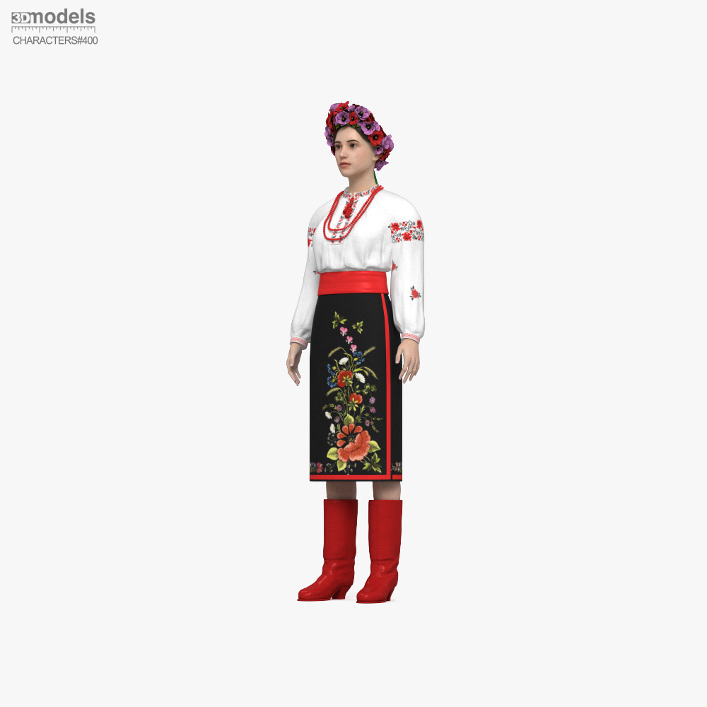 Woman in Traditional Ukrainian Clothes Modelo 3d