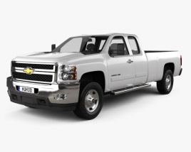 3D model of Chevrolet Silverado HD Extended Cab Long bed 2013
