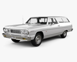 3D model of Chevrolet Chevelle (Malibu) 2-door wagon 1964