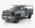 Chevrolet Silverado 2500HD Work Truck mit Innenraum 2015 3D-Modell wire render