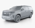 Chevrolet Suburban High Country 2023 3D 모델  clay render