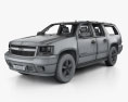 Chevrolet Suburban LTZ з детальним інтер'єром та двигуном 2017 3D модель wire render