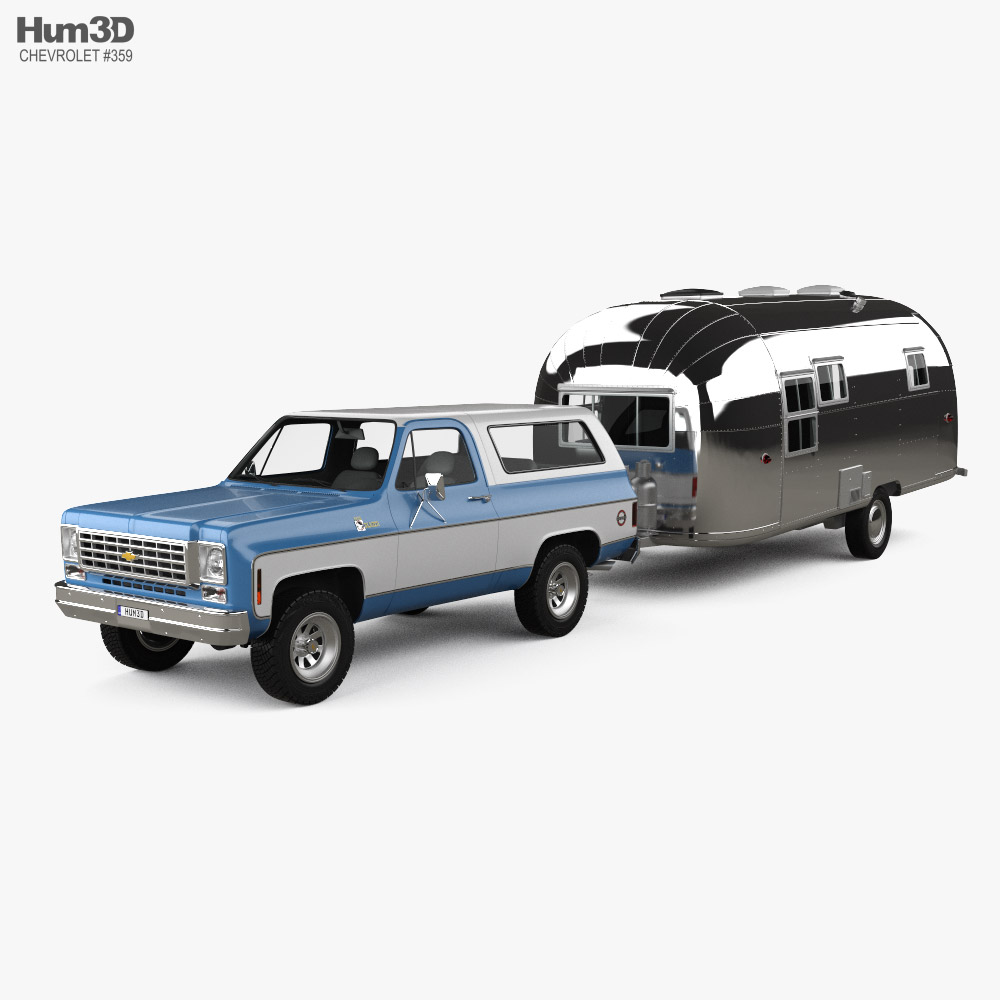 Chevrolet Blazer K5 with Airstream Flying Cloud Travel Trailer 1979 3D-Modell