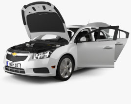 Chevrolet Cruze Седан з детальним інтер'єром та двигуном 2009 3D модель