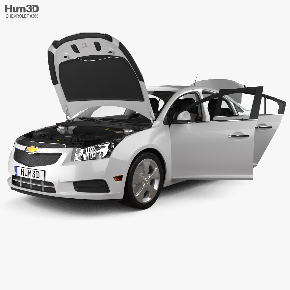 Chevrolet Cruze sedan mit Innenraum und Motor 2012 3D-Modell