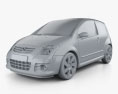 Citroen C2 2009 3D-Modell clay render