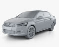 Citroen C-Elysee sedan 2016 3D-Modell clay render