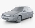 Citroen ZX 5ドア ハッチバック 1998 3Dモデル clay render