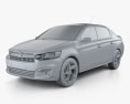 Citroen C-Elysee Live 2018 3D-Modell clay render