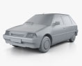 Citroen AX 1998 3Dモデル clay render