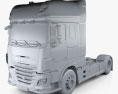 DAF XF Tractor Truck 2016 3d model clay render