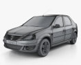 Dacia Logan 2010 3D模型 wire render