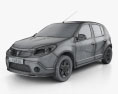 Dacia Sandero 2013 3D модель wire render