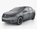 Dacia Logan II Седан 2016 3D модель wire render