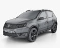 Dacia Sandero Stepway 2016 3D模型 wire render