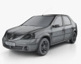 Dacia Logan 2008 3D模型 wire render