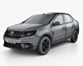 Dacia Logan 세단 2016 3D 모델  wire render