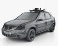 Dacia Logan Поліція Румунії Седан 2012 3D модель wire render