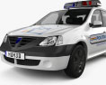 Dacia Logan sedan Polícia Romania com interior 2007 Modelo 3d