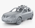Dacia Logan Седан Полиция Romania с детальным интерьером 2007 3D модель clay render