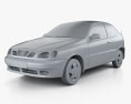 Daewoo Lanos трьохдверний 2000 3D модель clay render
