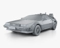 Back to the Future DeLorean car 3d model clay render