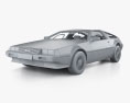 DeLorean DMC-12 with HQ interior and engine 1984 3d model clay render
