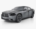 Dodge Charger (LX) 2011 with HQ interior 3d model wire render
