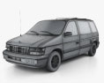 Dodge Caravan 1991 3D模型 wire render