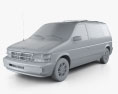 Dodge Caravan 1991 3D-Modell clay render