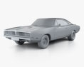 Dodge Charger RT 1969 3d model clay render