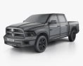 Dodge Ram 1500 Crew Cab Big Horn 5-foot 7-inch Box 2012 3Dモデル wire render
