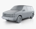 Dodge Caravan 1984 3D 모델  clay render