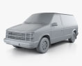 Dodge Mini Ram Van 1984 3d model clay render