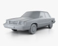 Dodge Aries K sedan 1988 3D-Modell clay render