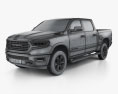 Dodge Ram 1500 Crew Cab Laramie Longhorn 5-foot 7-inch Box 2021 3D-Modell wire render
